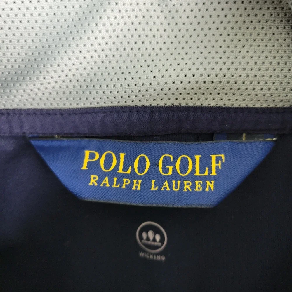 Polo Golf Ralph Lauren‎ Mens Medium Navy Gray Colorblock Performance Quarter Zip